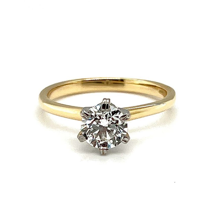 18k Yellow & White Gold 0.90ct Round Brilliant Engagement Ring