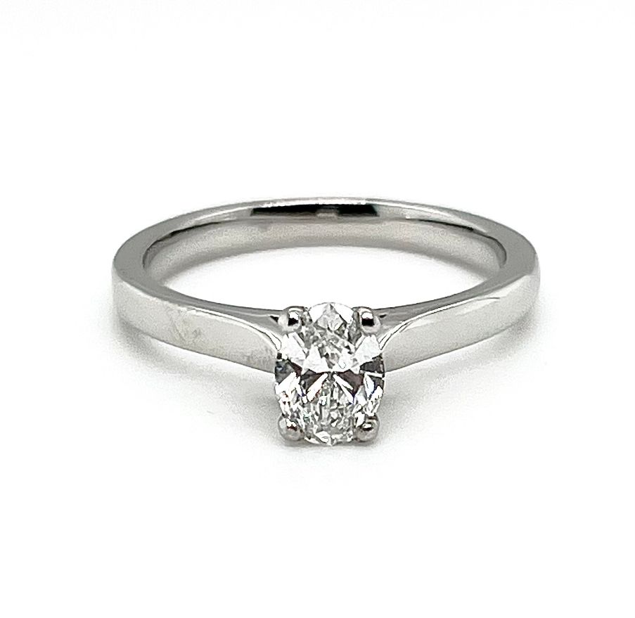 Platinum 0.50ct Oval Cut Engagement Ring