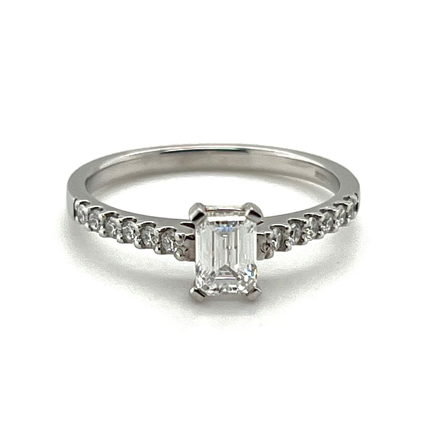 Platinum 0.54ct Emerald Cut Engagement Ring