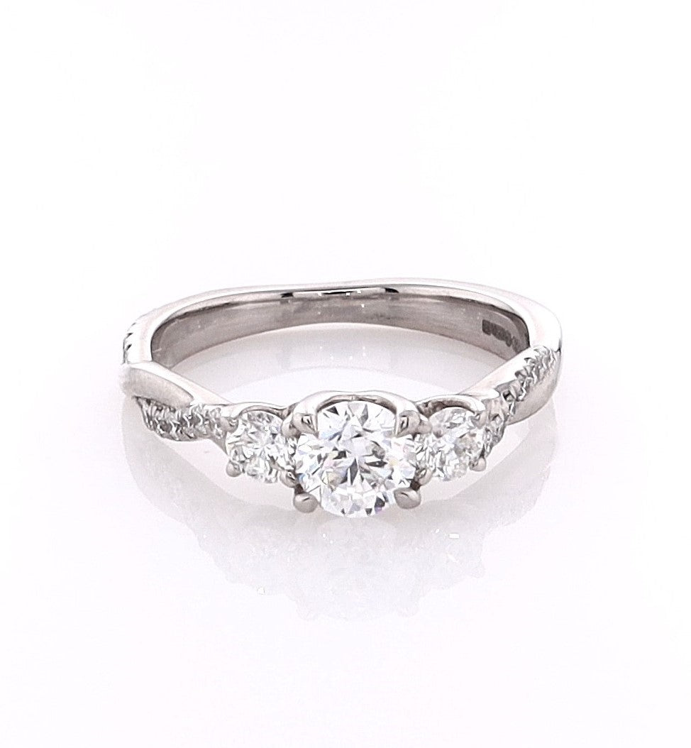 Platinum 0.50ct Round Brilliant Triolgy Engagement Ring