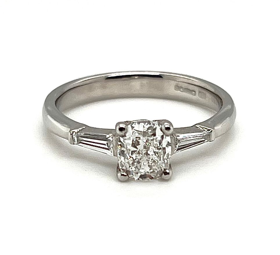 18k White Gold Cushion Trilogy Ring