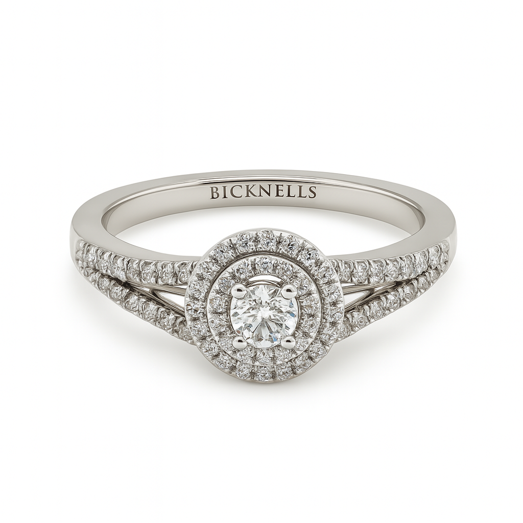 Platinum 0.36ct Round Brilliant Double Halo Engagement Ring