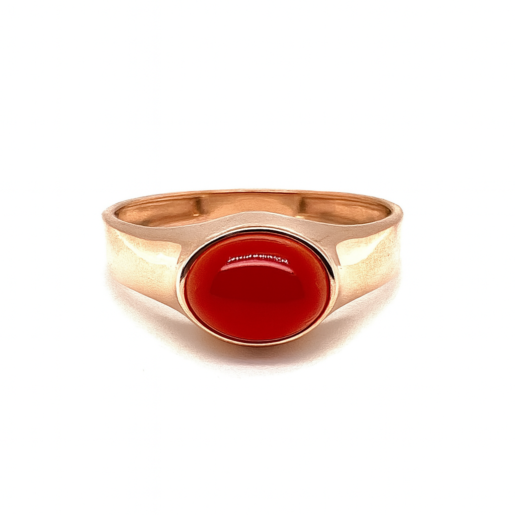 18k Rose Gold Oval Cabochon Cornelian Ring