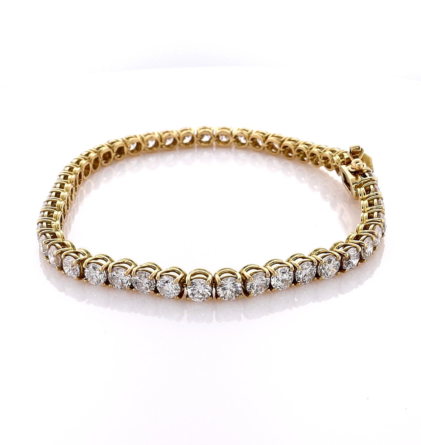 18k Yellow Gold 8.61ct Round Brilliant Diamond Tennis Bracelet
