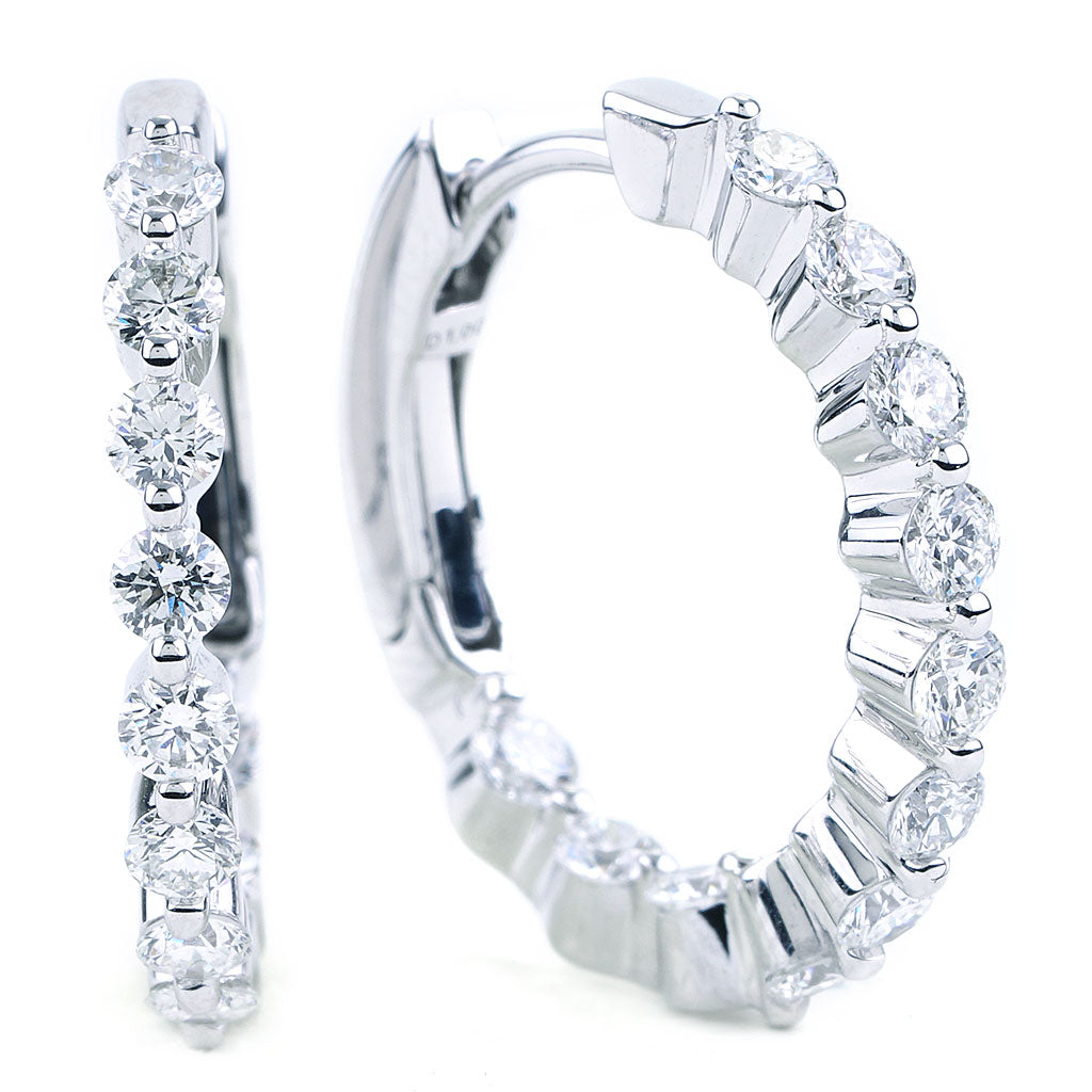 18k White Gold 0.50ct Round Brilliant Diamond Hoops