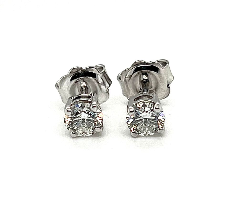 18k White Gold 0.80ct Round Brilliant Diamond Stud Earrings