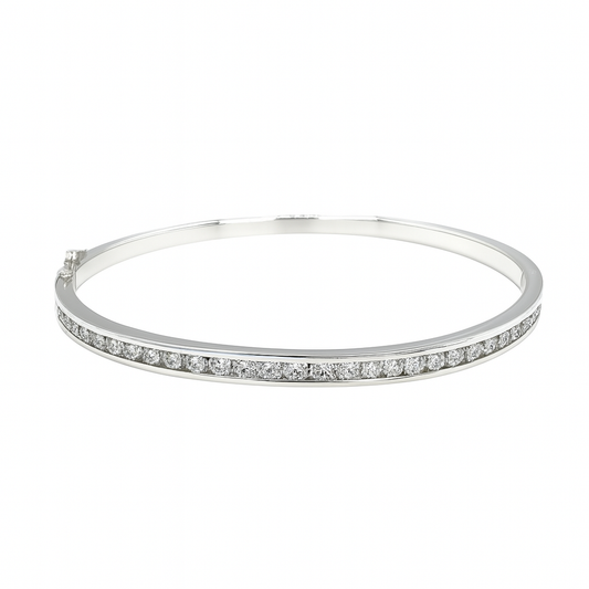 18k White Gold 2.04ct Round Brilliant Diamond Channel Set Bangle