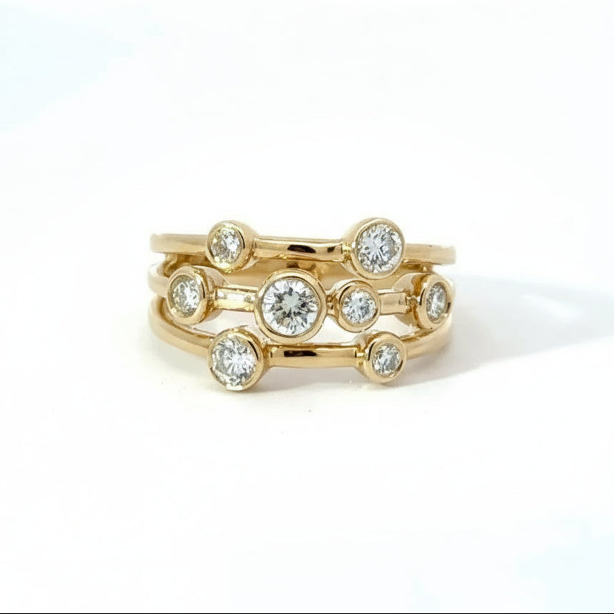 9k Yellow Gold 0.50cttw Round Brilliant Cut Lab Diamond Scatter Ring