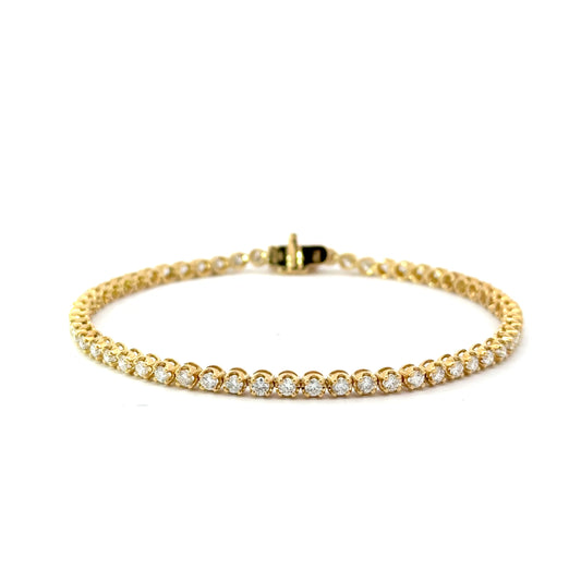 18k Yellow Gold 2.24cttw Round Brilliant Cut Lab Diamond Tennis Bracelet
