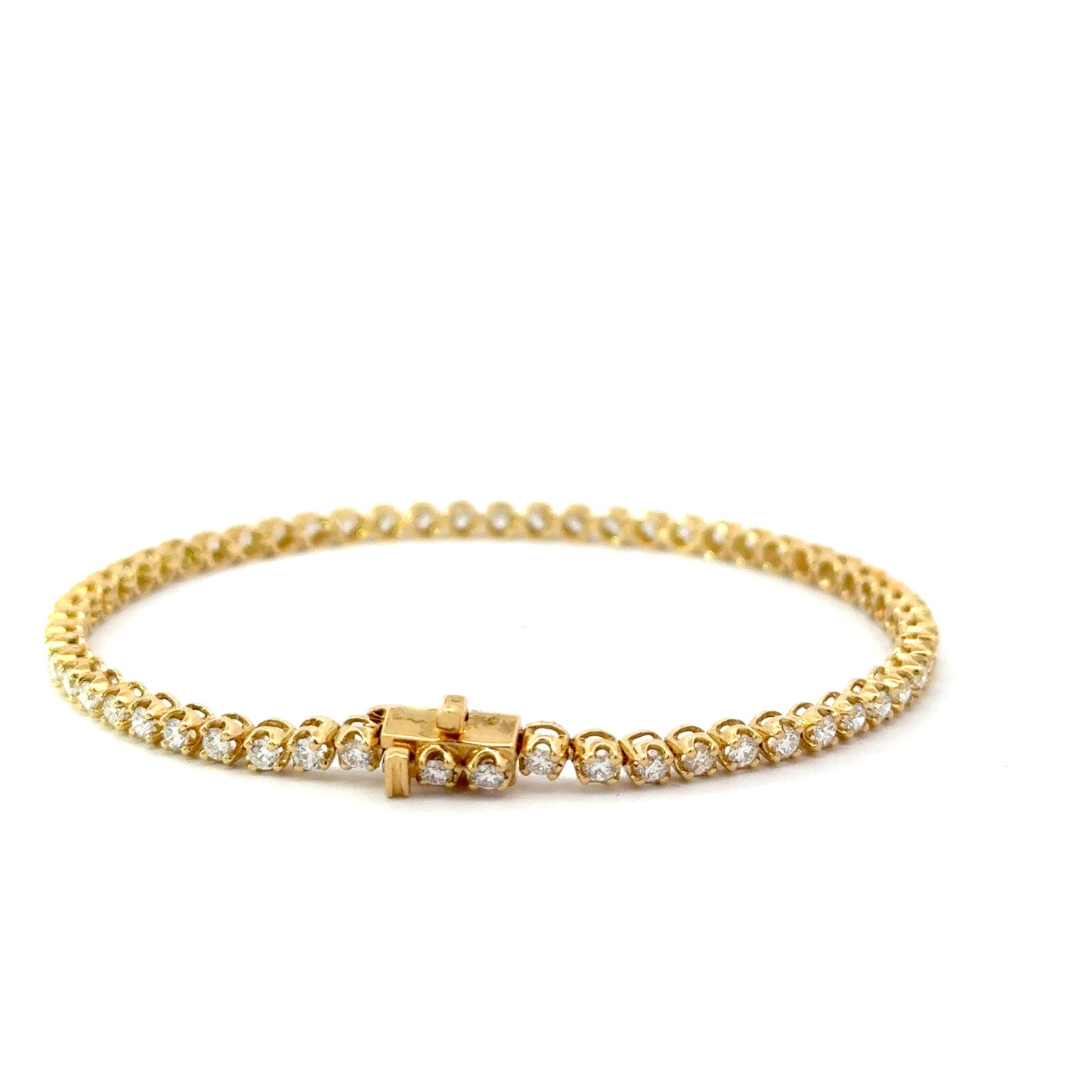 18k Yellow Gold 2.24cttw Round Brilliant Cut Lab Diamond Tennis Bracelet