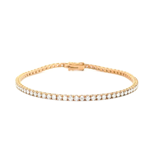 9k Yellow Gold 3.15cttw Round Brilliant Cut Lab Diamond Tennis Bracelet