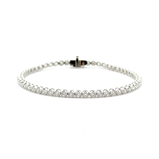 18k White Gold 2.24cttw Round Brilliant Cut Lab Diamond Tennis Bracelet