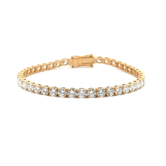 9k Yellow Gold 10.01cttw Round Brilliant Cut Lab Diamond Tennis Bracelet