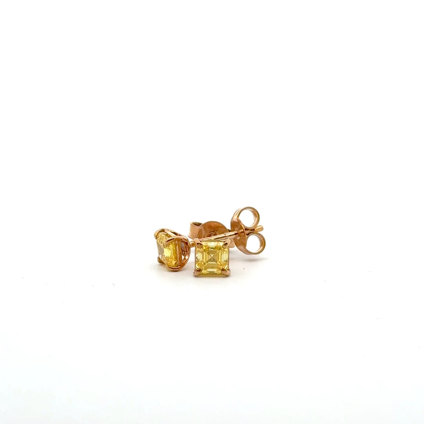 9k Yellow Gold 1.05cttw Square Emerald Cut Yellow Lab Diamond Stud Earrings
