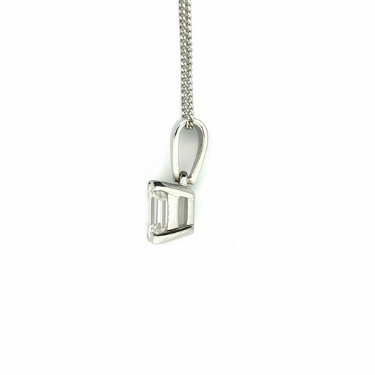 Platinum 1.50ct Emerald Cut Lab Diamond Pendant