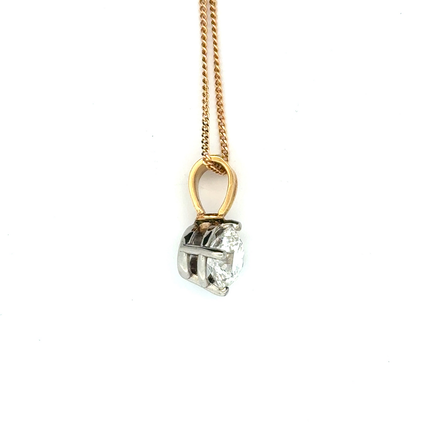18k Yellow Gold 2.00ct Round Brilliant Cut Lab Diamond Pendant