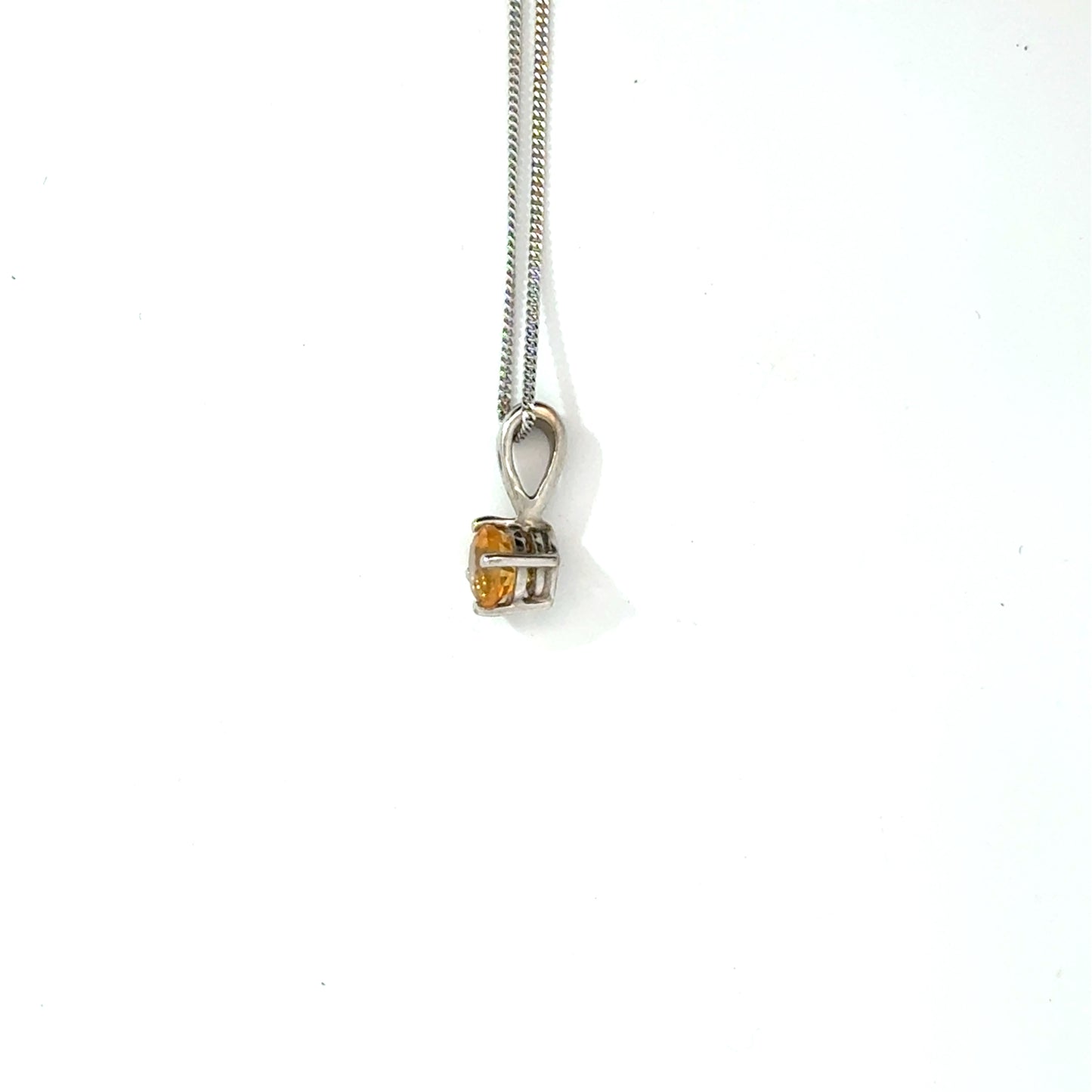 9k White Gold Round Cut Orange Citrine Pendant