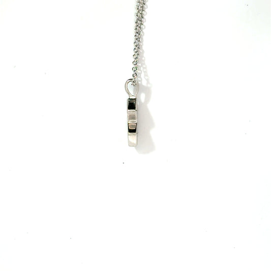 18k White Gold 0.13cttw Princess Cut White and Yellow Diamond Pendant