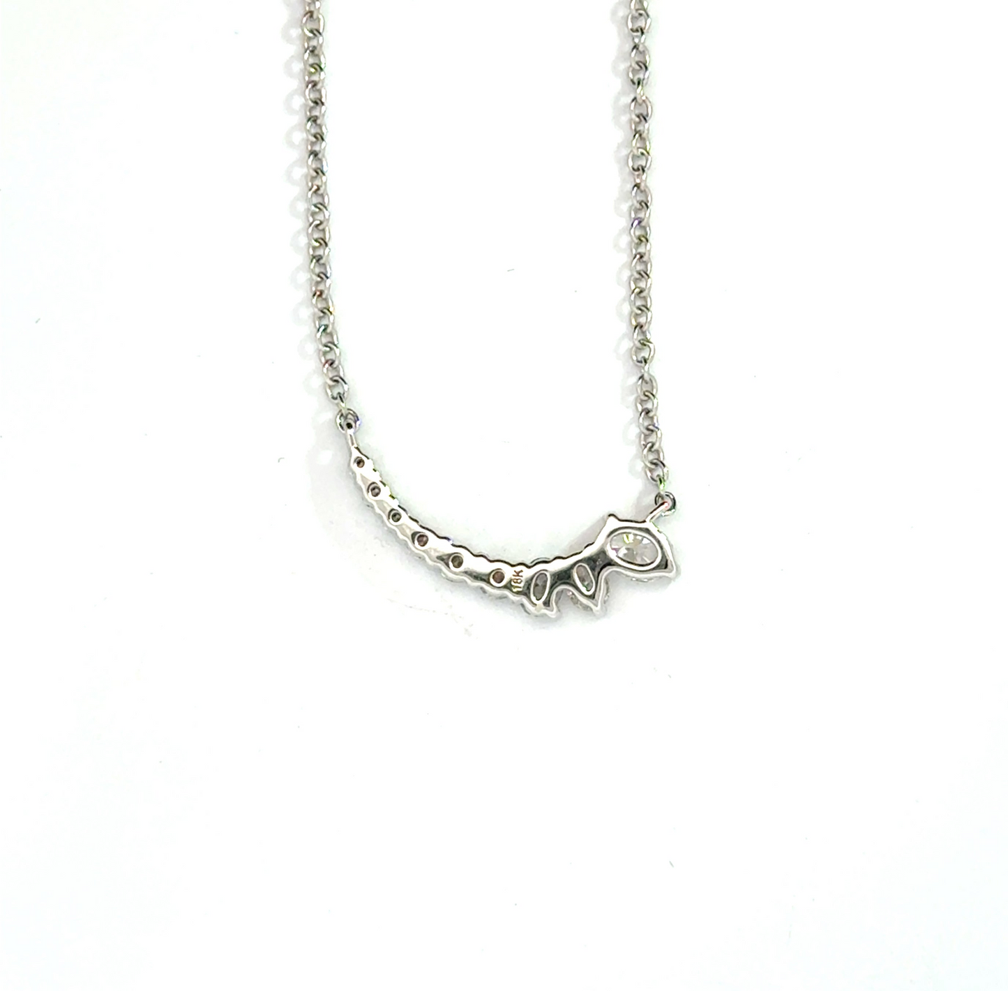 18k White Gold 0.46cttw Oval & Round Brilliant Cut Diamond Pendant