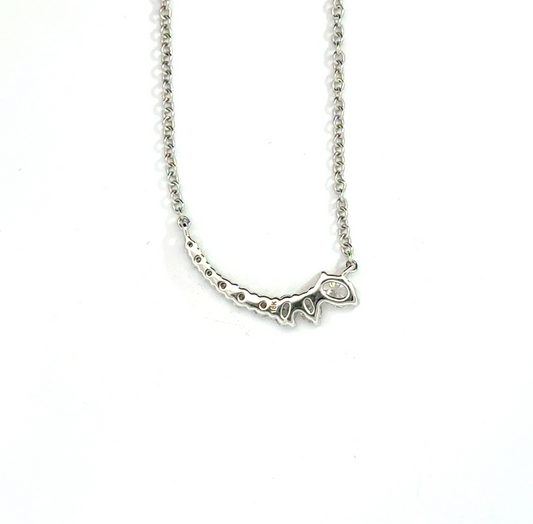 18k White Gold 0.46cttw Oval & Round Brilliant Cut Diamond Pendant