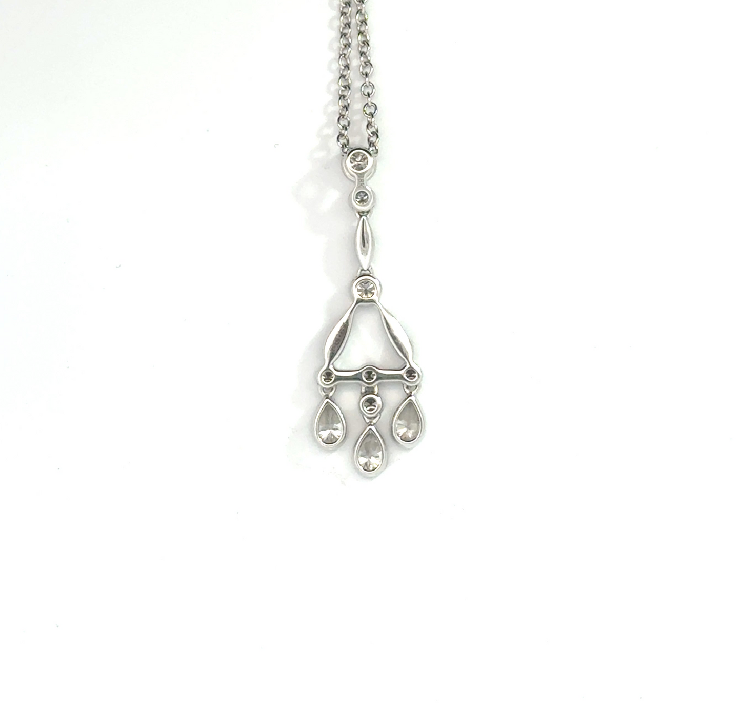 18k White Gold 0.58cttw Pear & Round Brilliant Cut Diamond Pendant