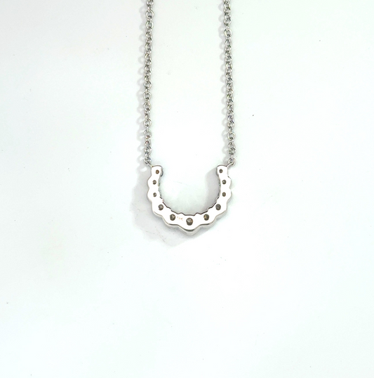 18k White Gold 0.50cttw Round Brilliant Cut Diamond Horseshoe Pendant