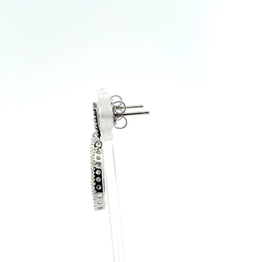 9k White Gold 0.21cttw Round Brilliant Cut Pear Shape Drop Earrings