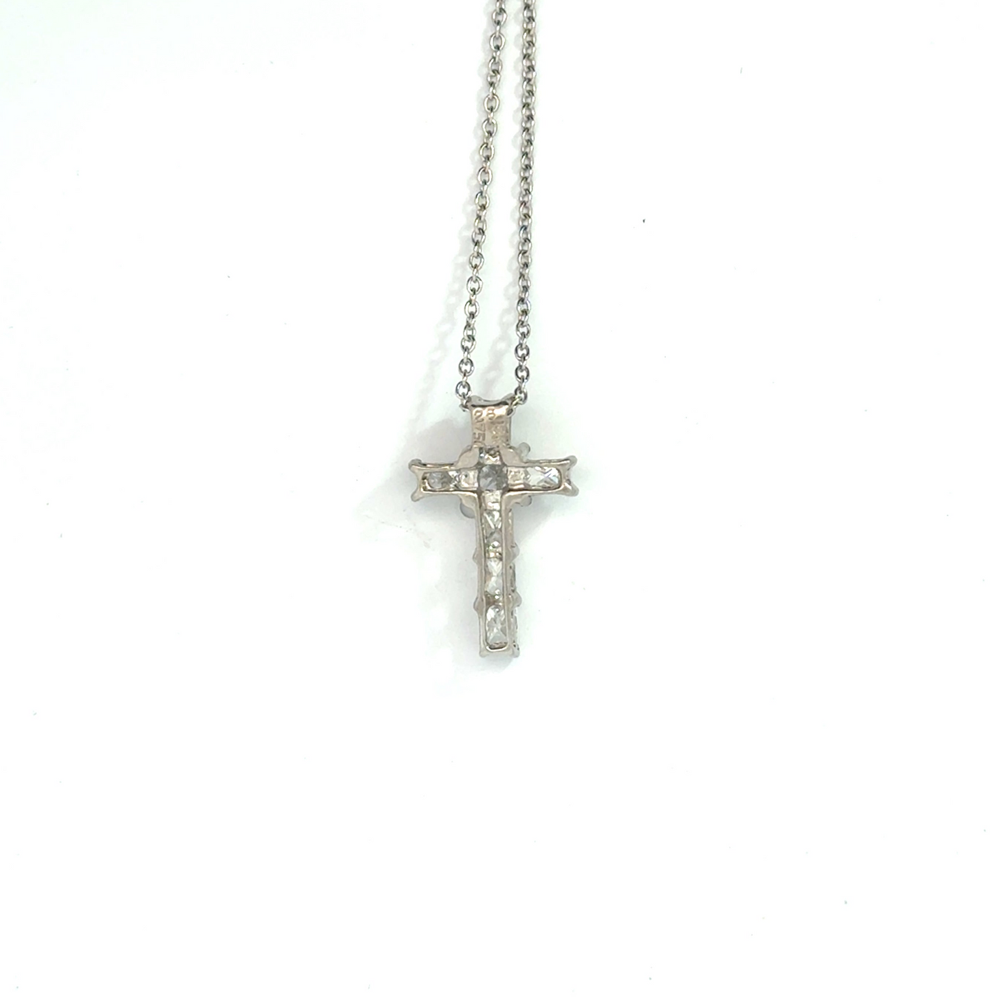 18k White Gold 1.47cttw Princess & Radiant Cut Diamond Cross Pendant