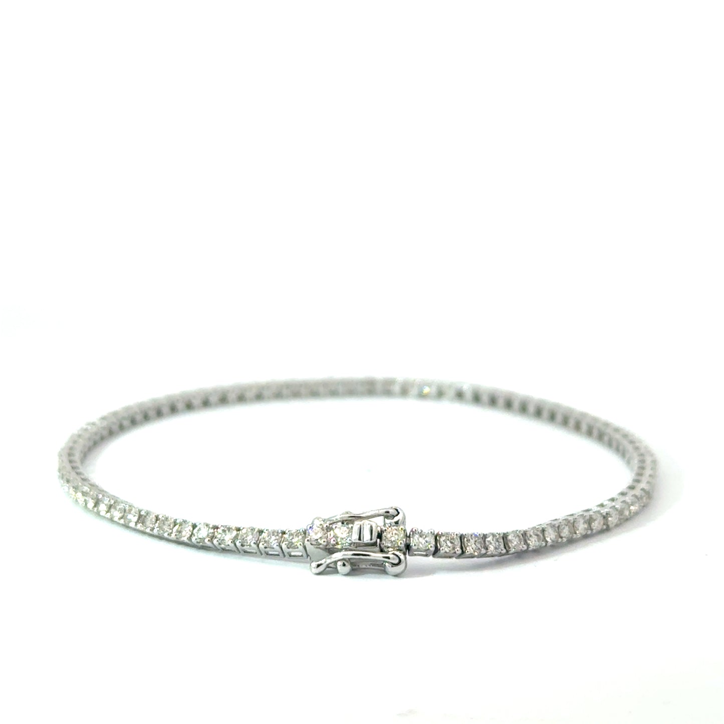 9k White Gold 2.10cttw Round Brilliant Cut Diamond Tennis Bracelet