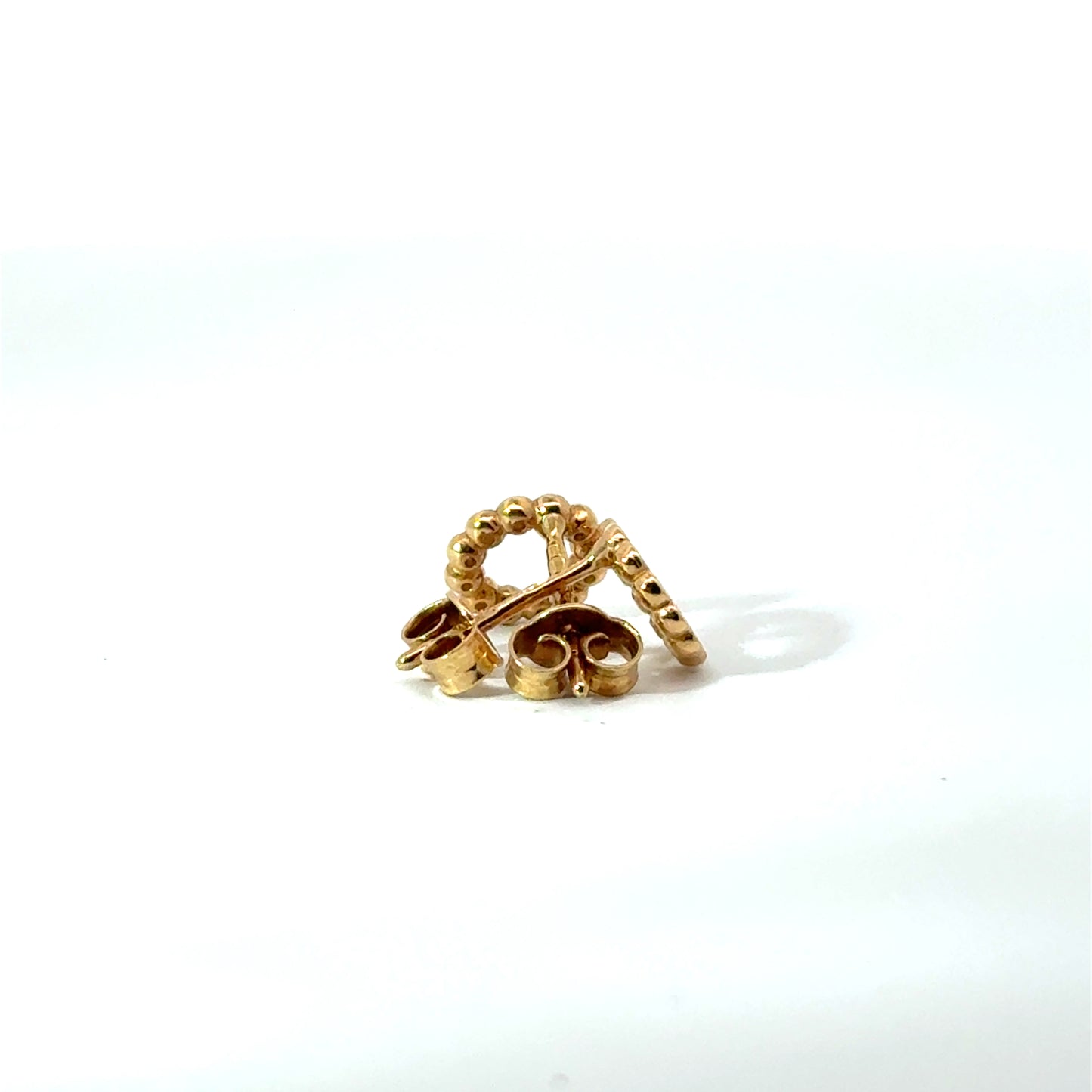 18k Yellow Gold 0.11cttw Round Brilliant Cut Diamond Circle Stud Earrings