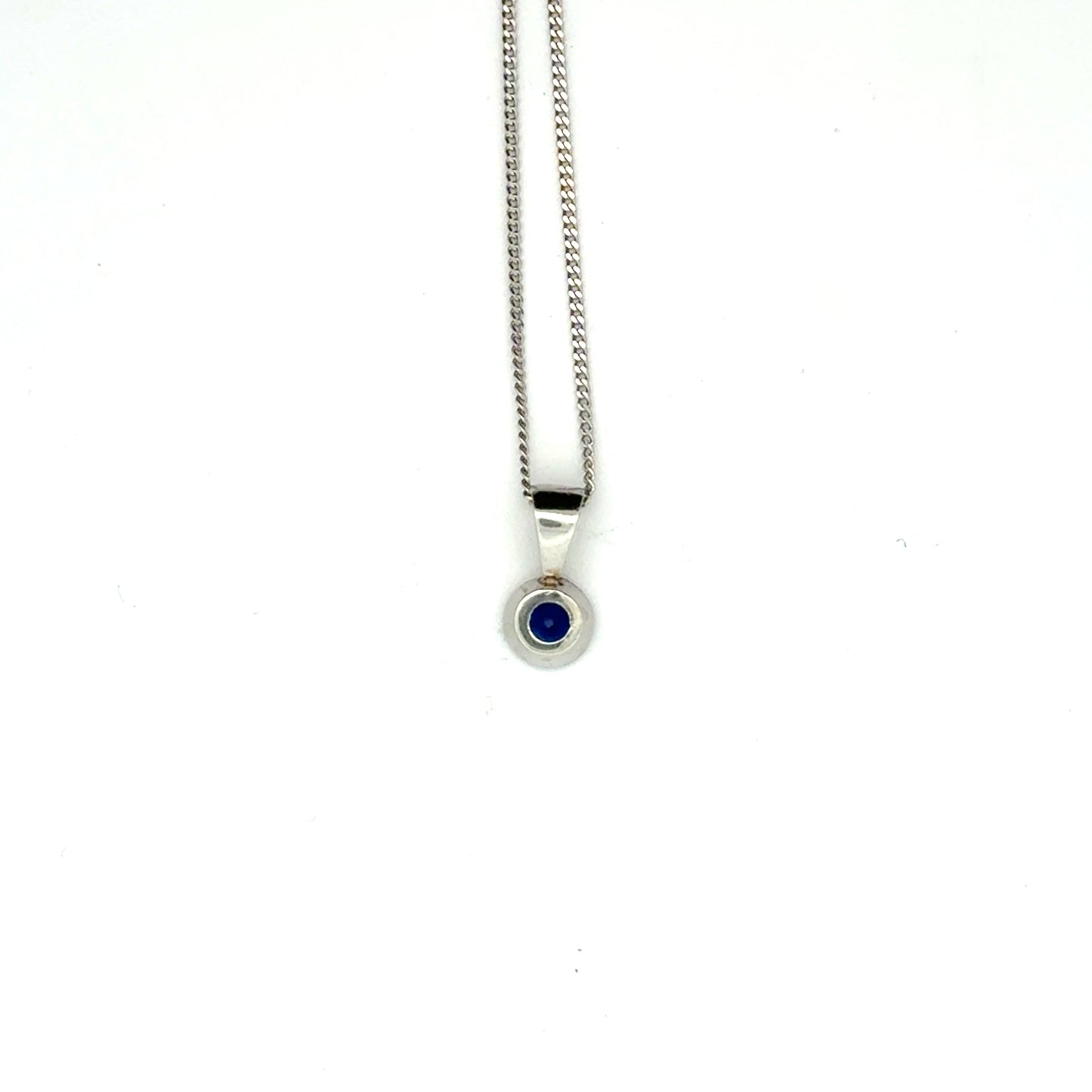 Platinum Round Cut Blue Sapphire Pendant