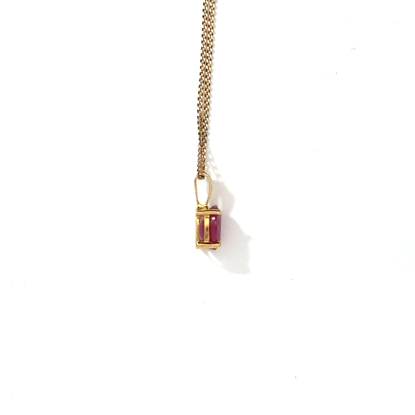 9k Yellow Gold Oval Cut Red Ruby Pendant