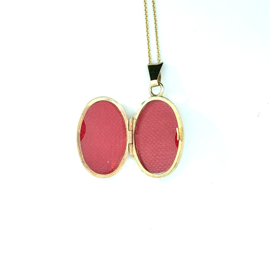 9k Yellow Gold Diamond Set Oval Locket Pendant