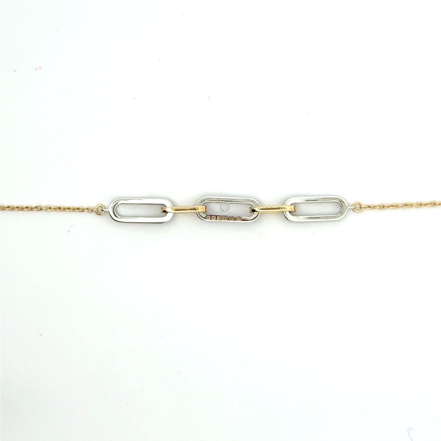 14k Yellow & White Gold 0.15cttw Diamond Oval Link Bracelet