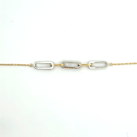 14k Yellow & White Gold 0.15cttw Diamond Oval Link Bracelet
