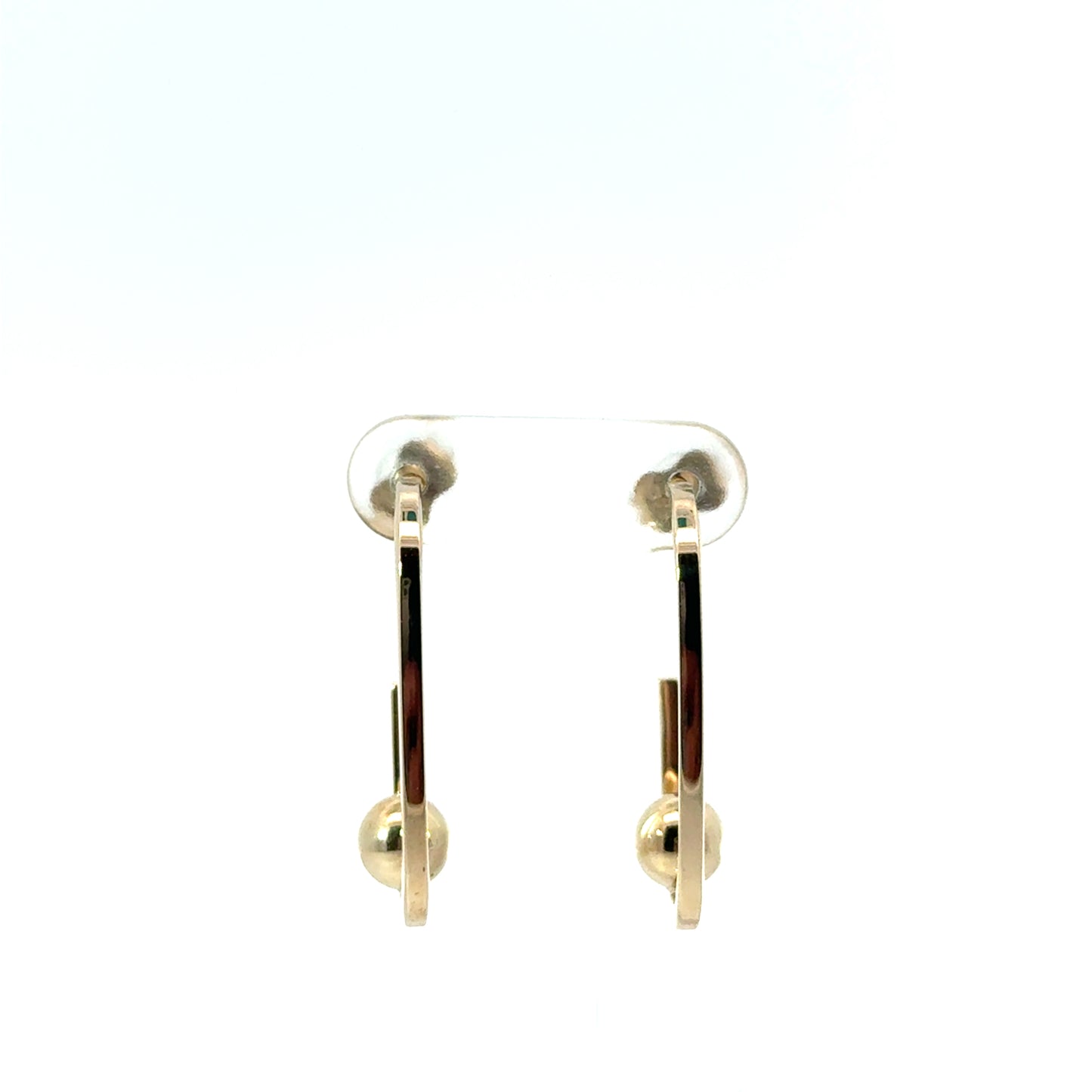 9k Yellow Gold Squared Hoop & Ball Earrings