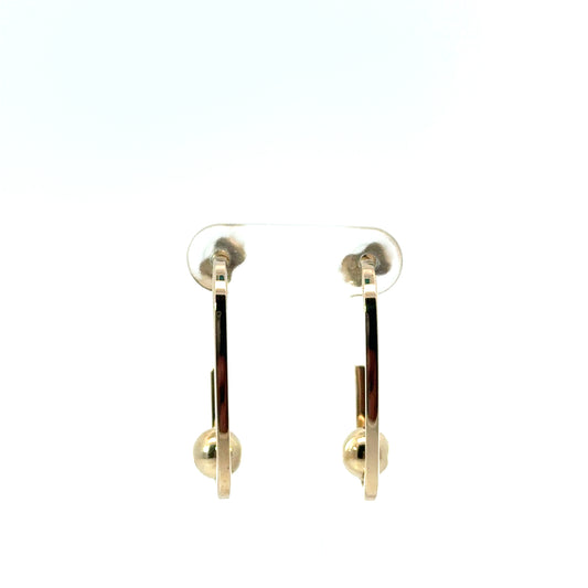 9k Yellow Gold Squared Hoop & Ball Earrings
