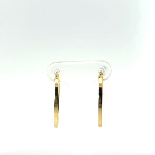9k Yellow Gold Squared Oval Hoop Earrings