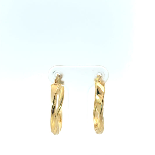 9k Yellow Gold Twist Oval Hoop Earrings