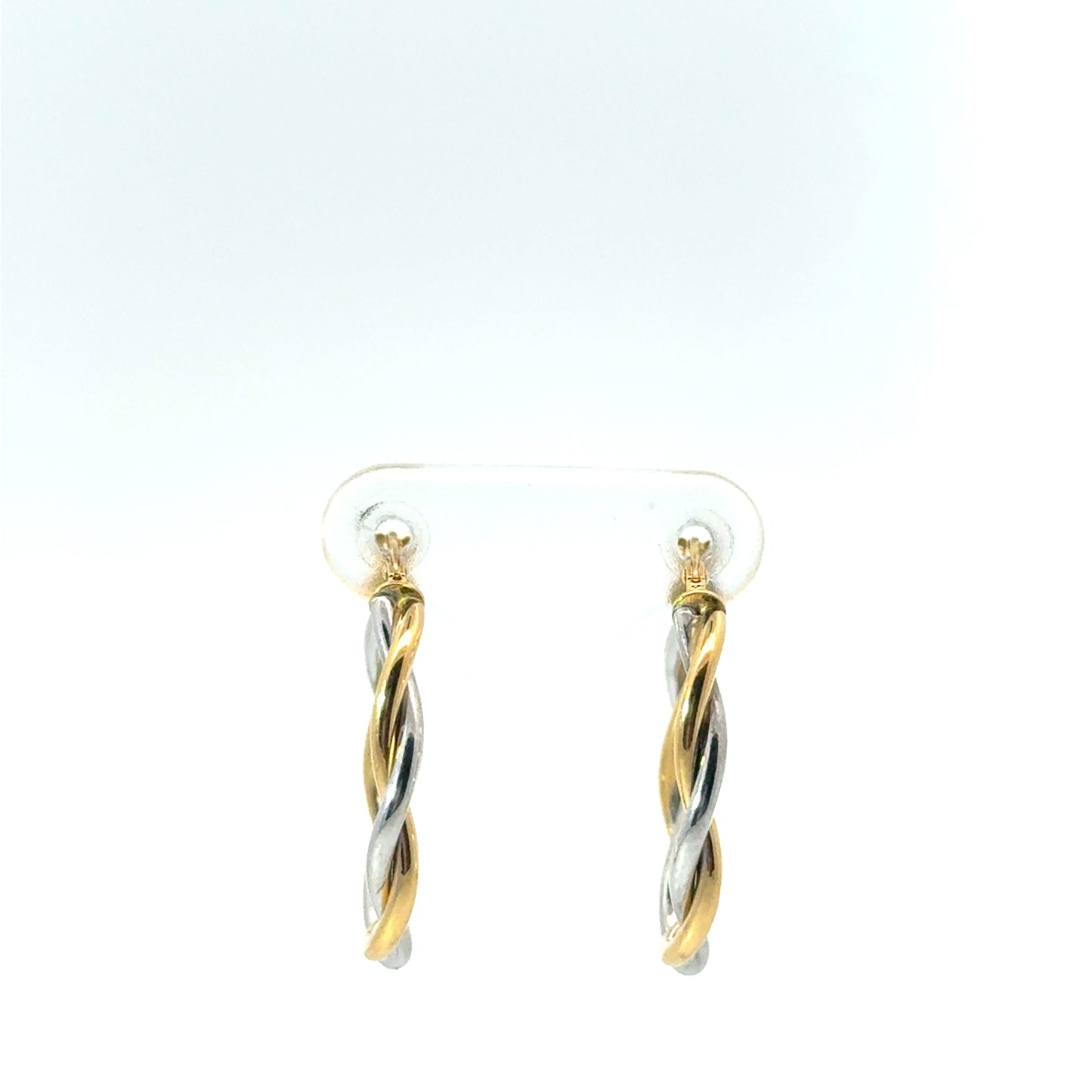 9k Yellow & White Gold Twist Oval Hoop Earrings