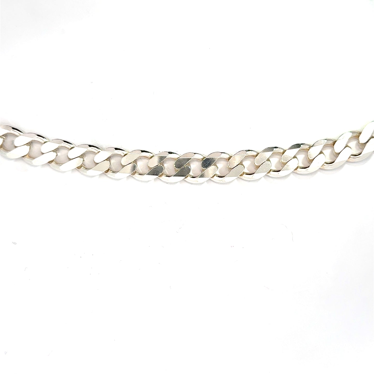 Silver Flat Curb Bracelet