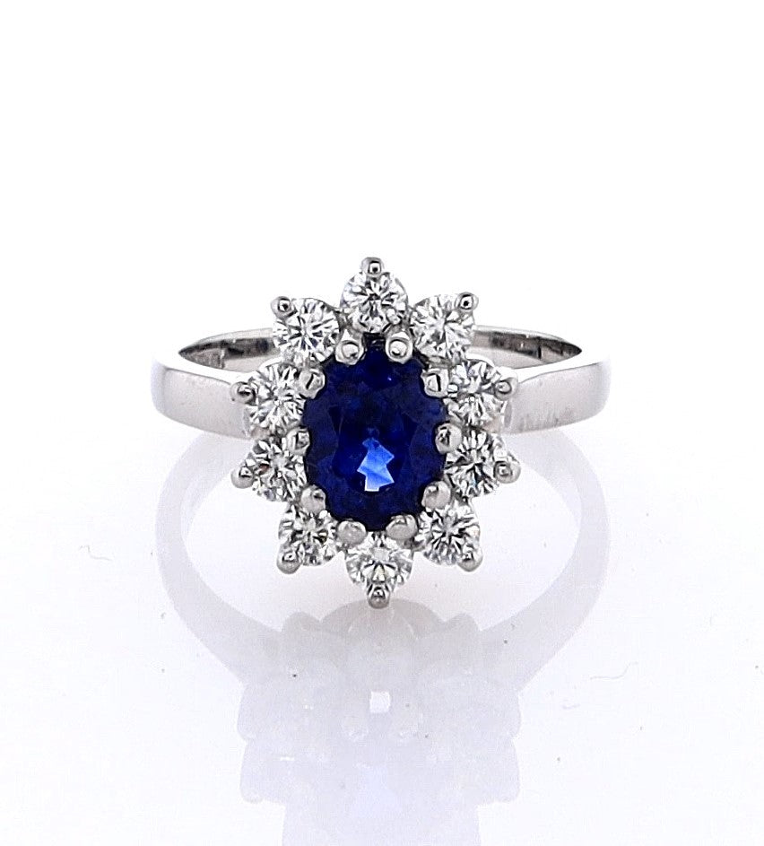 Platinum Oval Sapphire Halo Ring