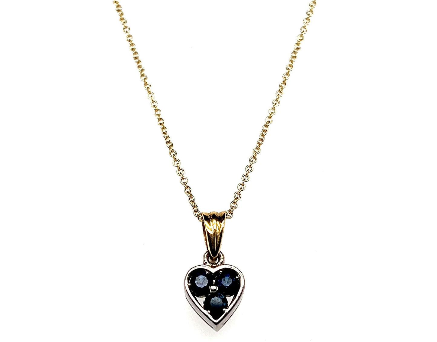18k Yellow & White Gold 0.37ct Sapphire Heart Pendant