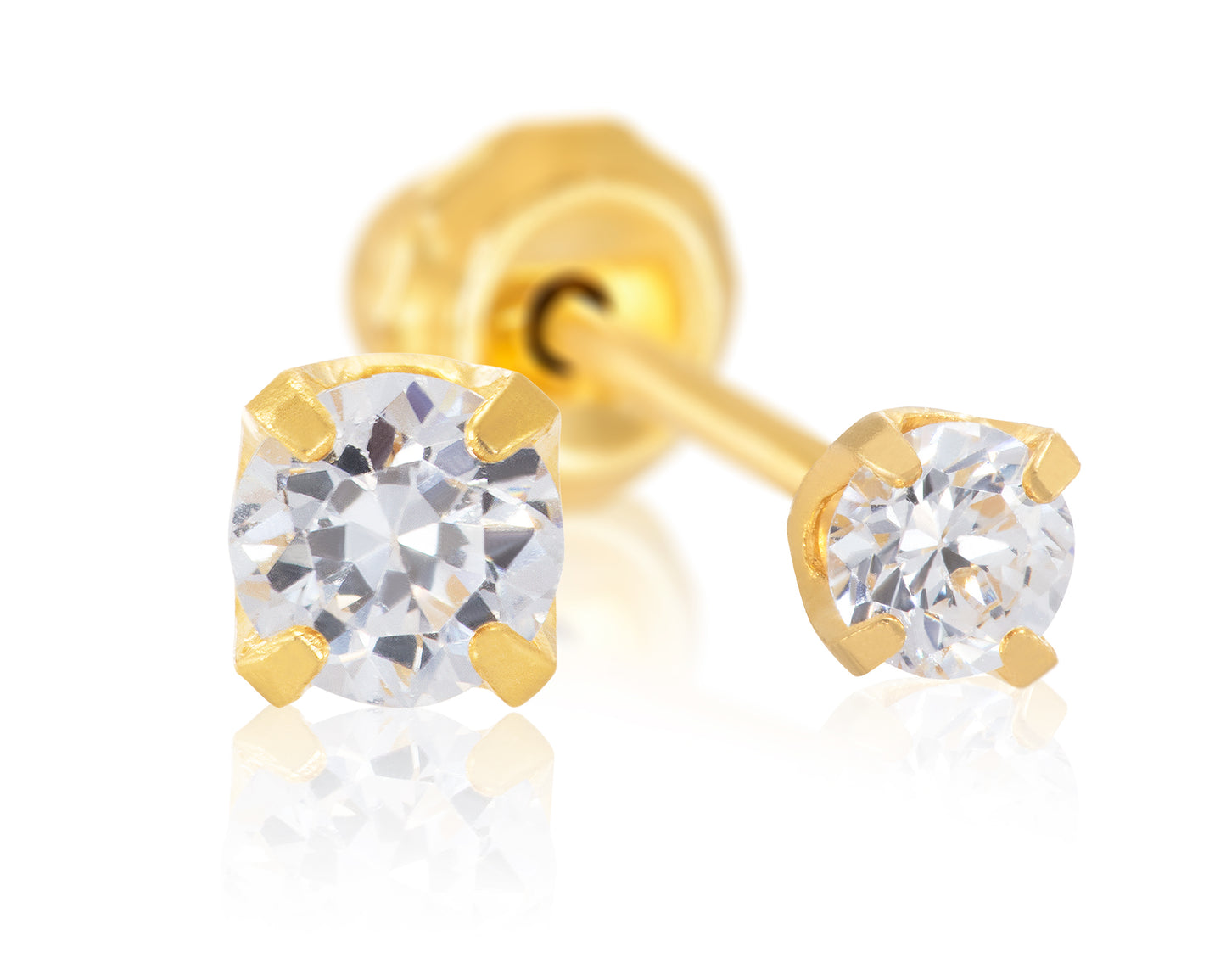 9k Yellow Gold 2mm CZ Studs