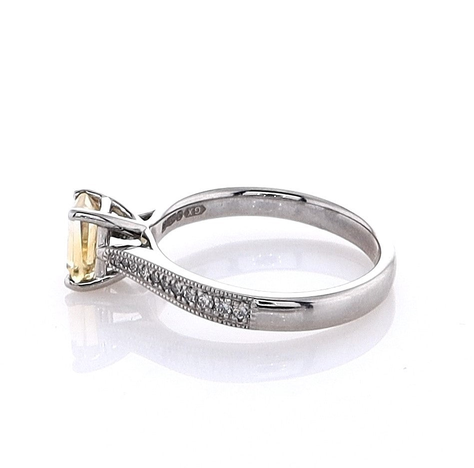 Platinum Octagonal Citrine & Diamond Ring