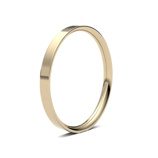 18K Yellow Gold Flat Court 2mm Band