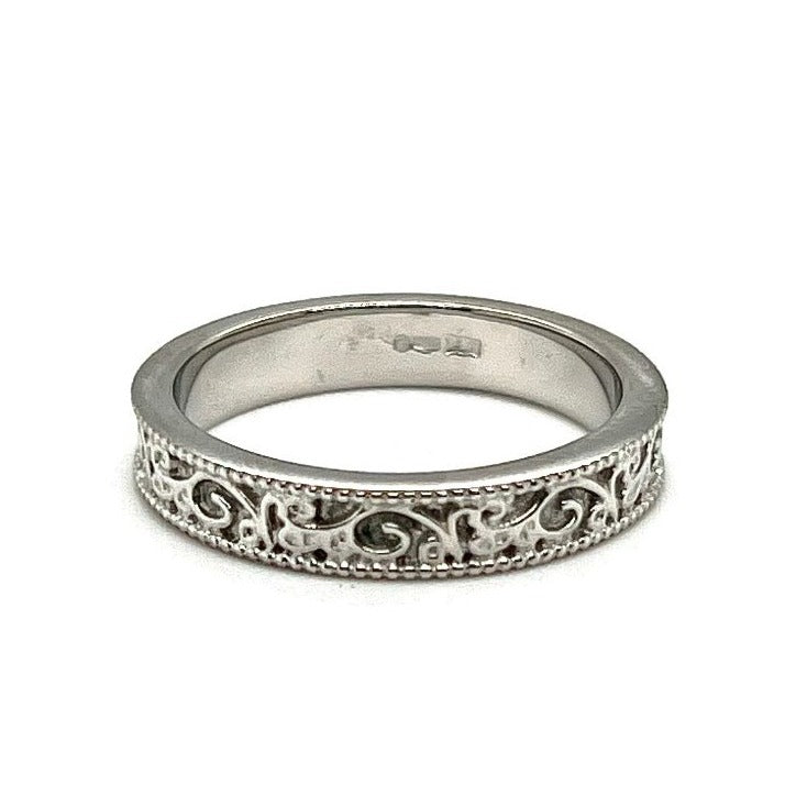 Platinum 3mm Classic Pattern Ring