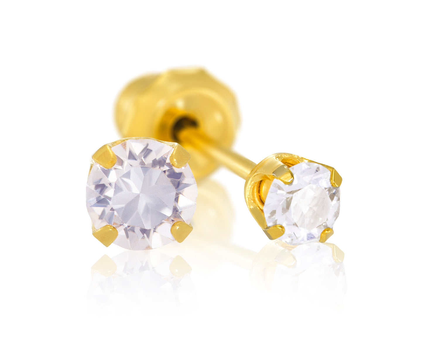24k Gold Plated Medical Grade Stainless Steel 3mm CZ Studs