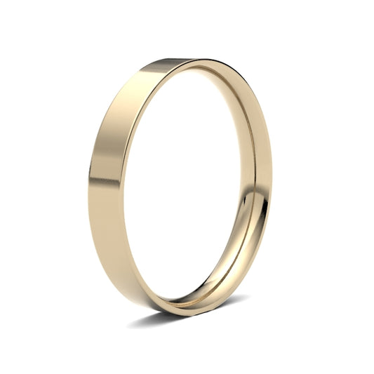 18K Yellow Gold Flat Court 3mm Band
