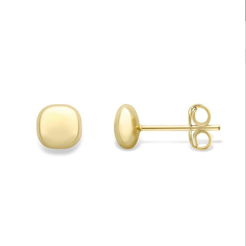 9k Yellow Gold Cushion Stud Earrings
